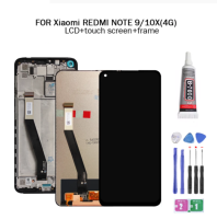 จอแอลซีดีพร้อมกรอบสำหรับ Xiaomi Redmi Note 9 Redmi 10X 4G M2003J15SG M2003J15SC M2003J15SS จอแสดงผล LCD พร้อมกรอบหน้าจอดิจิตอลประกอบ