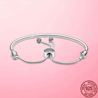 Femme Moments Pave Heart Clasp Snake Chain Slider Bracelet 925 Sterling Silver Snake Chain Slider Bracelet for Women Jewelry