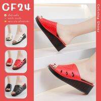 ꕥCatalog shoesꕥ รองเท้าแตะ ส้นาตึก 5 cm คาดแถบใหญ่ฉลุลายจุด 3 สี เบอร์ 36-40 (55)