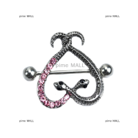 pime MALL 1/2X SEXY Crystal snakes รูปหัวใจหัวนมบาร์แหวน SHIELD barbell Body Jewelry