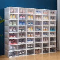 xixibeauty 2/12pcs Thickened Plastic Shoes Boxes, Transparent Easy Assembly Shoes Organizer, Dustproof PP Shoes Box For Men And Women, Side Opening Door Shoes Cabinet, Maximize Closet Space High Quality Shoe Storage And Organization Box