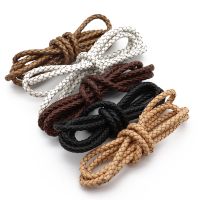 Mibrow 1meter 3/4/5/6mm Round Braided Leather Cords Vintage Black Coffee Leather String Rope for Bracelet Jewelry Making