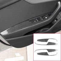 For Audi A4L A4 B9 2017-2019 Accessories Car Door Armrest Panel Decoration Cover Trim Carbon Fiber Interior Stickers Modified