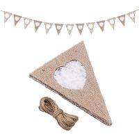 【hot】۞  Personalize Flag Jute Burlap Bunting Flags Bar Wedding Decoration Baby Shower Favor 13 Sides