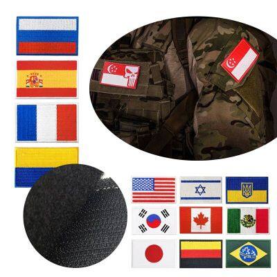 Russia Spain France Ukraine National Flag Patches Armband Embroidered Patch Hook Iron On Embroidery Velcros Badge Cloth Military Adhesives Tape