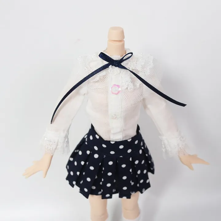 blythe-doll-clothes-ชุดเสื้อผ้าตุ๊กตาบลายธ์-white-shirt-and-short-dress-เสื้อผ้าตุ๊กตา