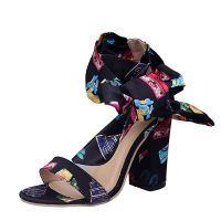 Fashion INS Style Beautiful Special Personality Ribbon Bandage 3.94 Inches Sexy Big Size High Heels For Women (Size 35-43)