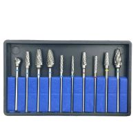 +[; 10Pcs/Set Dental HP Tungsten Carbide Cutter KIT Dental Burs Drills Tungsten Steel Material 2.35Mm