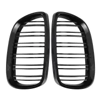 2Pcs Front Bumper Kidney Twin Fins Sport Grill Grille for 3 Series E92 E93 M3 Two Doors 2006-2009(Bright Black)