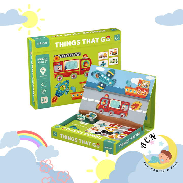MIDEER 2in1 Playset Things That Go Board Game Educational