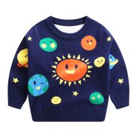 Kids Autumn and Winter Sweater Clothes Children Boy Sweater Print Cosmic Sun Baby Boy Knitting Sweater Long-sleeved Sweater