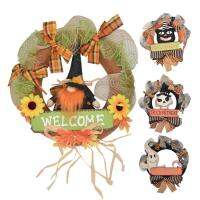 Scary Halloween Wreath Ghost Rattan Wreath Decorations Front Porch Wreath Scary Wreath for Front Door Window Wall Art Outdoor appropriate