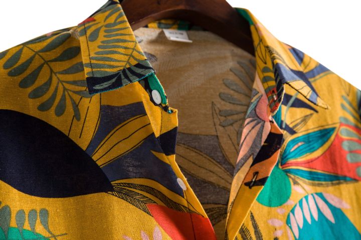 ดอกไม้พิมพ์ผ้าฝ้ายผ้าลินินเสื้อฮาวายผู้ชาย-camisas-2022ยี่ห้อสลิมฟิตแขนสั้นเสื้อชายหาดผู้ชายปาร์ตี้วันหยุดเสื้อผ้า