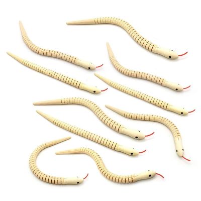 10Pcs 12 Inch Unfinished Wooden Wiggly Snakes Jointed Flexible Wooden Snake Blank Animal Model Crafts Toys for Arts