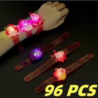 96PCS Christmas Bracelet Party Decoration Halloween Light Up Bracelet LED Flashing Skeleton Bat Pumpkin Decoration