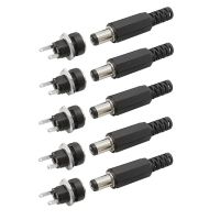 5Pair DC Adapter 5.5mm x 2.1mm Plastic DC Power Male Plugs DC-022B DC Power Charging Socket Female Jack Panel Mount Connector