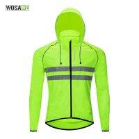 WOSAWE Mens Cycling Jacket Hooded Reflective Vest Wind Coat Windproof MTB Bike Windbreaker Riding Bicycle Cycle Clothing