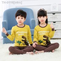 ◈✺ n4rn Bebê meninos pijamas conjuntos legal dinossauro primavera outono crianças roupas de algodão terno manga completa pijama