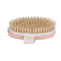 ；‘【；- Natural Boar Bristles Dry Body Brush Wooden Oval Shower Bath Brushes Exfoliating Massage Cellulite Treatment Blood Circulation