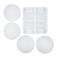 Crystal Epoxy Mold Wave Stone Bottom Coaster Round Storage Box Tray Coaster Cover Silicone Molds DIY Home Decoration