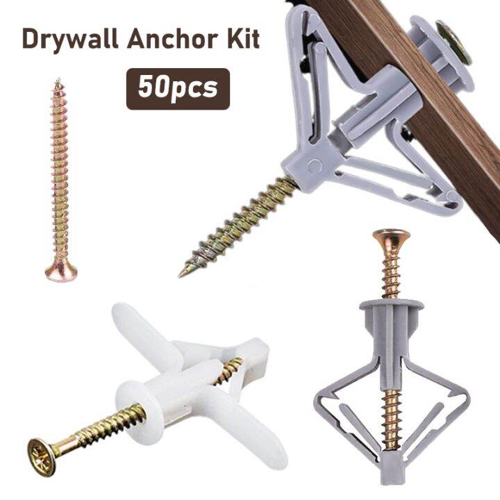 50Pcs Wall Anchor Kit Hollow SelfDrilling Wall Anchors With Screws