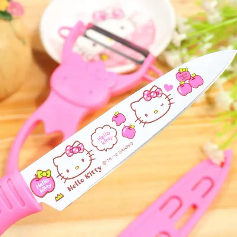 y 2 in 1 Peel Knife Set Hello cute kitty Kitchen Peeler Cooking