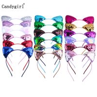 ㍿❂ New Sequin Head Band For Girls Pink Hairband Shiny Gold Silver Headband Family Party Cute Cat Ear Headwear Hair Accessories