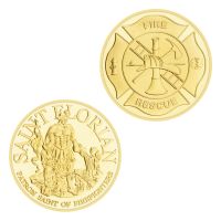 【YD】 Patron of Firefighters Souvenir Coin Gold Plated Collection Florian Pattern Commemorative