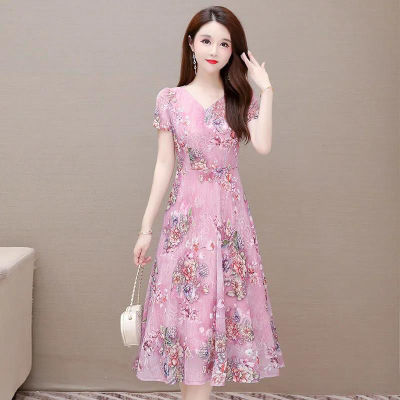 BYBO1178 [80-180 Jin] Slimming เยาว์ชุดสตรีฤดูร้อนแฟชั่นใหม่อารมณ์กลางดอกไม้ A-Line Dress