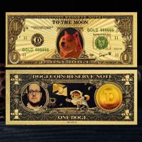 【CC】◑  Dogecoin Gold Banknotes Commemorative Coin Dog Q Foil Banknote Medal Collection