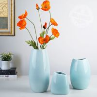 1pc Modern Ceramic Vase Nordic Home Decoration Pure White Cyan Table Vase Dry Flower Arrangement Creative Living Room Decor