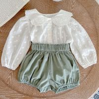 Infant Baby Girls Clothes Suit Long Sleeve Cotton Solid Color Shirt Shorts Spring Autumn Toddler Baby Girls Clothing Set