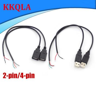 QKKQLA 0.3m 2 Pin 4 Pin USB 2.0 A Female Male Jack Power Charge Deta Cable Cord Extension Wire Connector DIY 5V Adapter