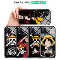 เคสโทรศัพท์สำหรับ Infinix Hot 10 Play / Hot 10S / Hot 10 / Hot 10S NFC เคสขอบนิ่มหรูหราอะนิเมะเคสสำหรับเด็กผู้ชายลูฟี่เคลือบเงาเคสกระจกนิรภัยกันกระแทกเคสหลัง