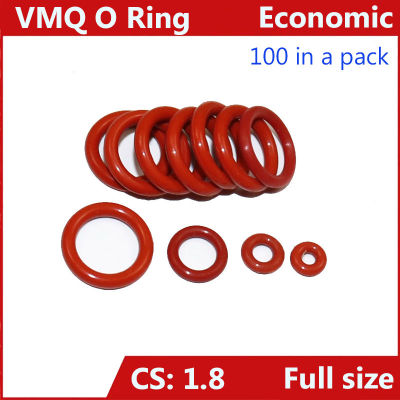 Tichkness 1.8mm,ซิลิโคนยางซีล O Ring,VMQ O-Ring,Oil Seal Water Seal Gasket Washer,Pack of 100Pcs,ID 1.6mm - 26.5mm-Yinguer