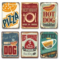 Pizza Fast Food Wall Metal Plates Tin Paintings Restaurants Signs