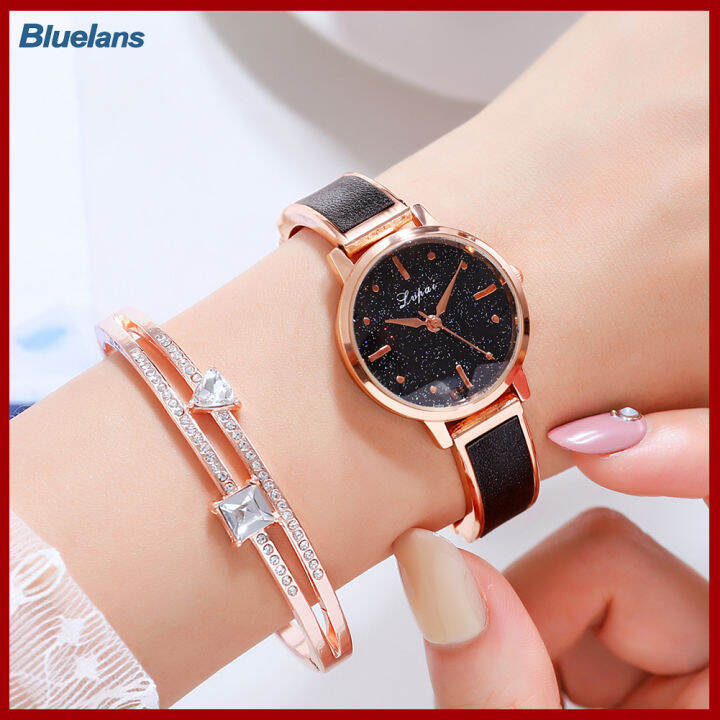 bluelans-lvpai-p1151ผู้หญิงสร้อยข้อมือรูปดาวน้ำกระเพื่อมรูปร่างนาฬิกาข้อมืออะนาล็อกควอตซ์เซ็ตนาฬิกา