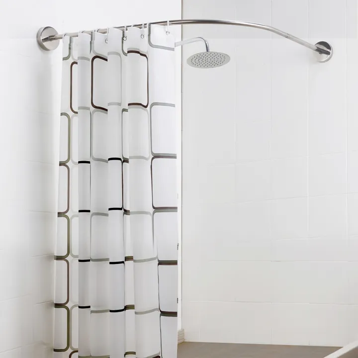 Curved Shower Rod 304 Stainless Steel, Curved Shower Curtain Rod Wall Mountain
