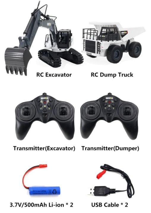 รถแม็คโครและรถดัมพ์-huina-1559-9-channel-รถแบคโฮ-รถแมคโคร-รถดัมพ์-สไตล์-volvo-รถบรรทุก-รถบังคับ-1-24-2-4ghz-rc