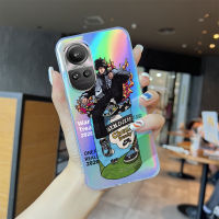 GGK เคสสำหรับ OPPO Reno10 Pro 5G Reno10 Pro  5G การ์ตูนบน Piec การ์ตูน Dluffy Ace Zoro โทรศัพท์สลายเลเซอร์ใสขอบบางเฉียบ  นุ่มพิเศษเคสกันกระแทกมีสีสันในตัวบัตรเลเซอร์