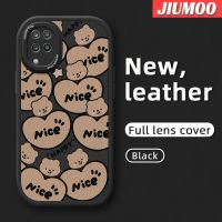 JIUMOO เคส F12 M12 5G A12 4G A12ปลอกสำหรับ Samsung เคสโทรศัพท์ลายหมีมีความสุขบางแบบดีไซน์ใหม่นุ่มหนังเคสป้องกันกล้องฝาปิดด้านหลังเลนส์เต็มจอเคสกันกระแทก