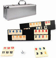 KAILE 106 Rummy Tiles Game, Rummy Cube Sets Travel Game Outlasting Color with Aluminum Case &amp; 4 Anti-Skid Durable Trays