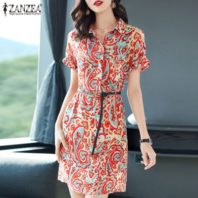 (จัดส่งฟรี)Fancystyle ZANZEA เสื้อพิมพ์ลาย Paisley สำหรับผู้หญิงสไตล์เกาหลีชุดเดรสมีปกกลับด้าน #11