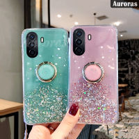 ฝาครอบโทรศัพท์สำหรับ Huawei Nova Y71 Y70เคส Y70เคสแหวนขึ้นเงาเคสแบบตั้งมีที่ยึดแบบใสมีกลิตเตอร์นิ่มสำหรับ Huawei Nova Y70 Y71เคสที่อยู่อาศัยรูปดาวพระจันทร์หญิง