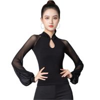 Sexy Dance Clothes Top Women Ice Silk Latin Shirt Salsa Rumba Chacha Dance Performance Practice Costume