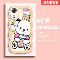 JIUMOO เคสปลอกสำหรับ OPPO A17K A17 เคสน่ารักลาย Pochacco ใหม่ Colour มาการอนคลื่นเคสมือถือกันกระแทกแบบใสนิ่มเคสโปร่งใสลายกล้องถ่ายรูปเก๋ไก๋ซิลิกาเจลฝาครอบป้องกัน