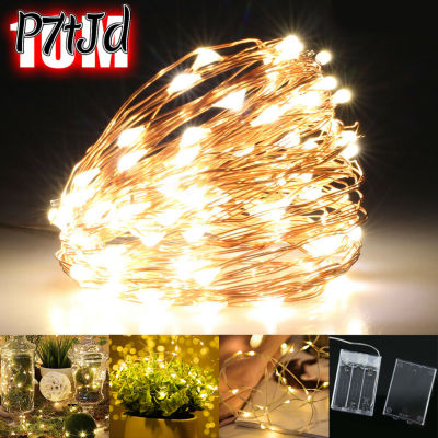 [P7tJd] ไฟสายดึง LED 10เมตร,โคมไฟลวดทองแดงแบตเตอรี่โคมไฟตกแต่งคริสต์มาสกันน้ำ