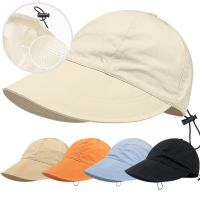 Wide Brim Beach Sun Hat Foldable Drawstring Caps Outdoor Sun Shade Cap Visors Hats Summer Breathable Quick-drying Fisherman Cap