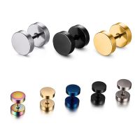 Alisouy Wholesale Fashion Black Steel Stainless Steel Earrings Women Men 39;s Barbell Dumbbell Punk Gothic Stud Earring For men