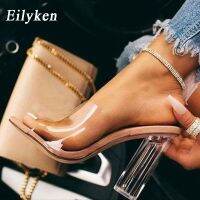 Eilyken รองเท้าส้นคริสตัลใสรองเท้าแตะสตรีเจลลี่โปร่งใส PVC คุณภาพสูงสำหรับปาร์ตี้ฤดูร้อนรองเท้าสตรี